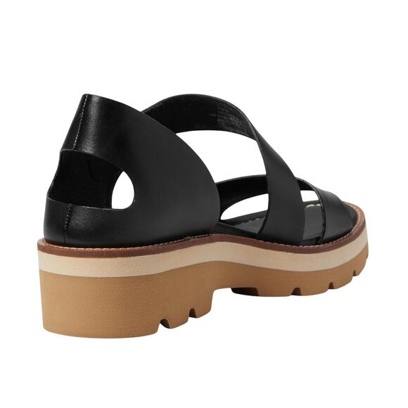 Sofft Womens Pru Platform Sandal US 10 EU 42 Black Asymmetric Leather NIB - Picture 2 of 11